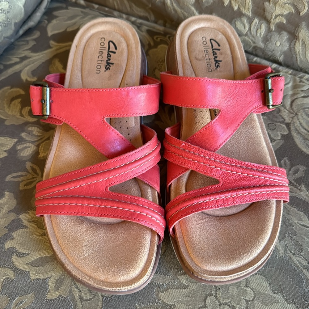 Clark’s BRYNN HOPE Coral Memory Foam sandals Women Sz 8.5 M - Picture 2 of 11